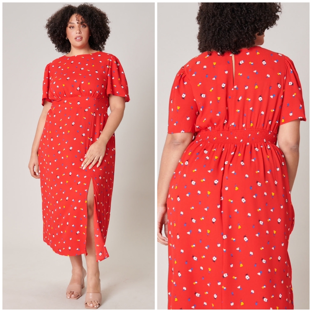 SUGARLIPS Curvy Mon Cheri Bloom Floral Midi Dress - Picture 3 of 10
